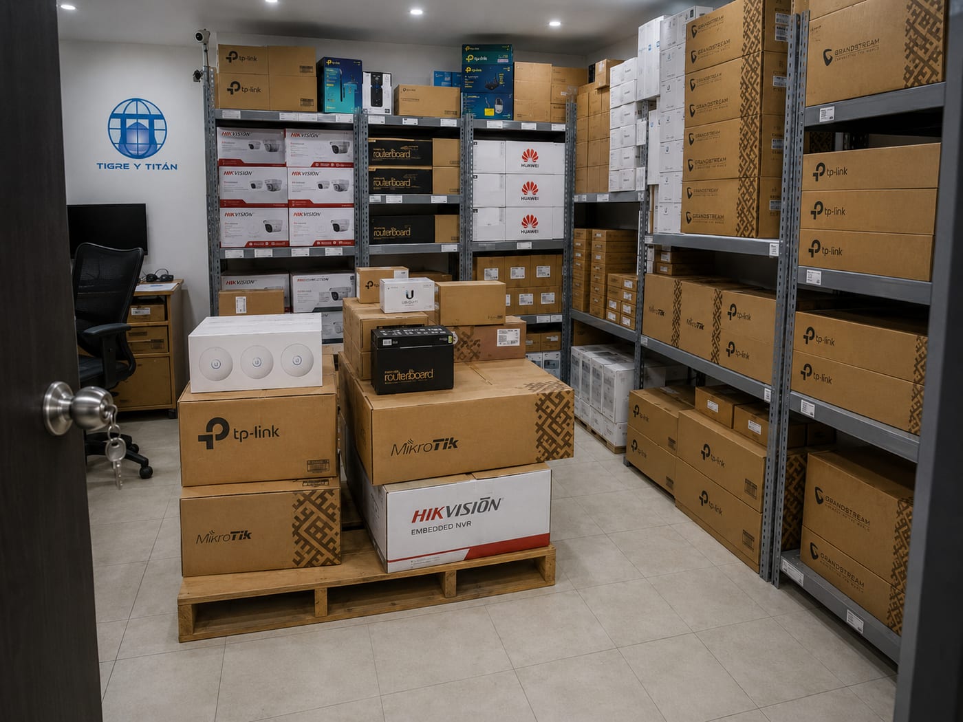 Stock de Ubiquiti, TP-Link y Hikvision en el depósito